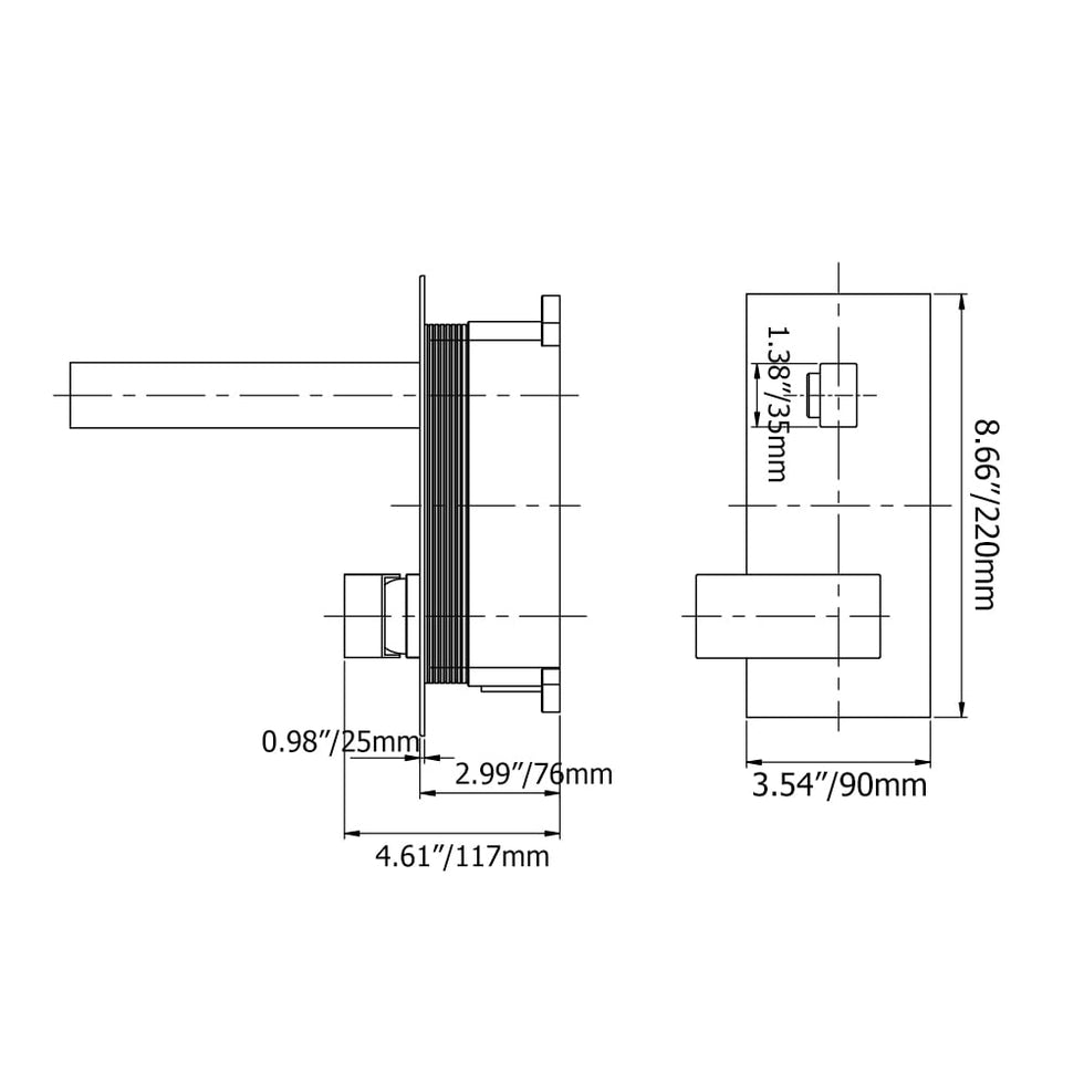 HMR - Modern Wall Mount Bathroom Sink Faucet