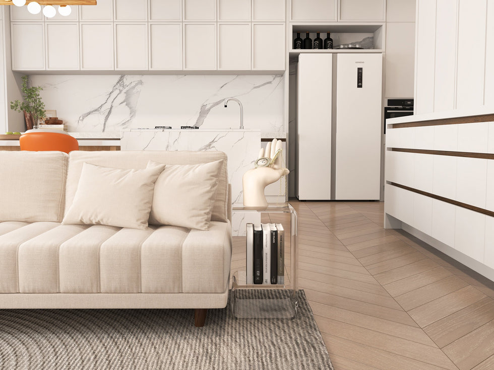 HMR - Modern End Table with Storage C-Shaped