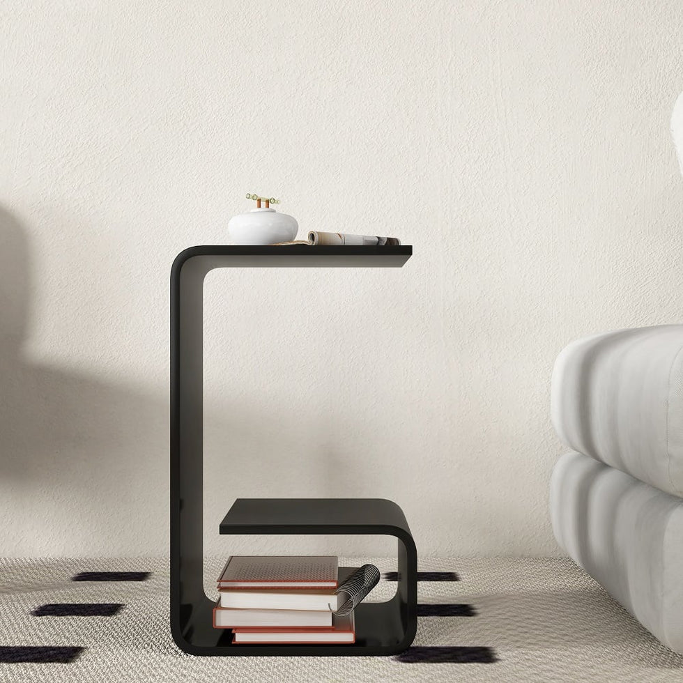 HMR - Modern End Table with Storage C-Shaped