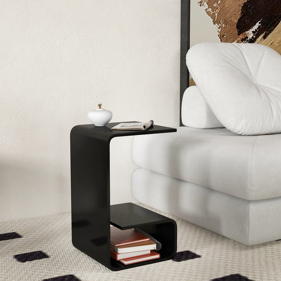HMR - Modern End Table with Storage C-Shaped