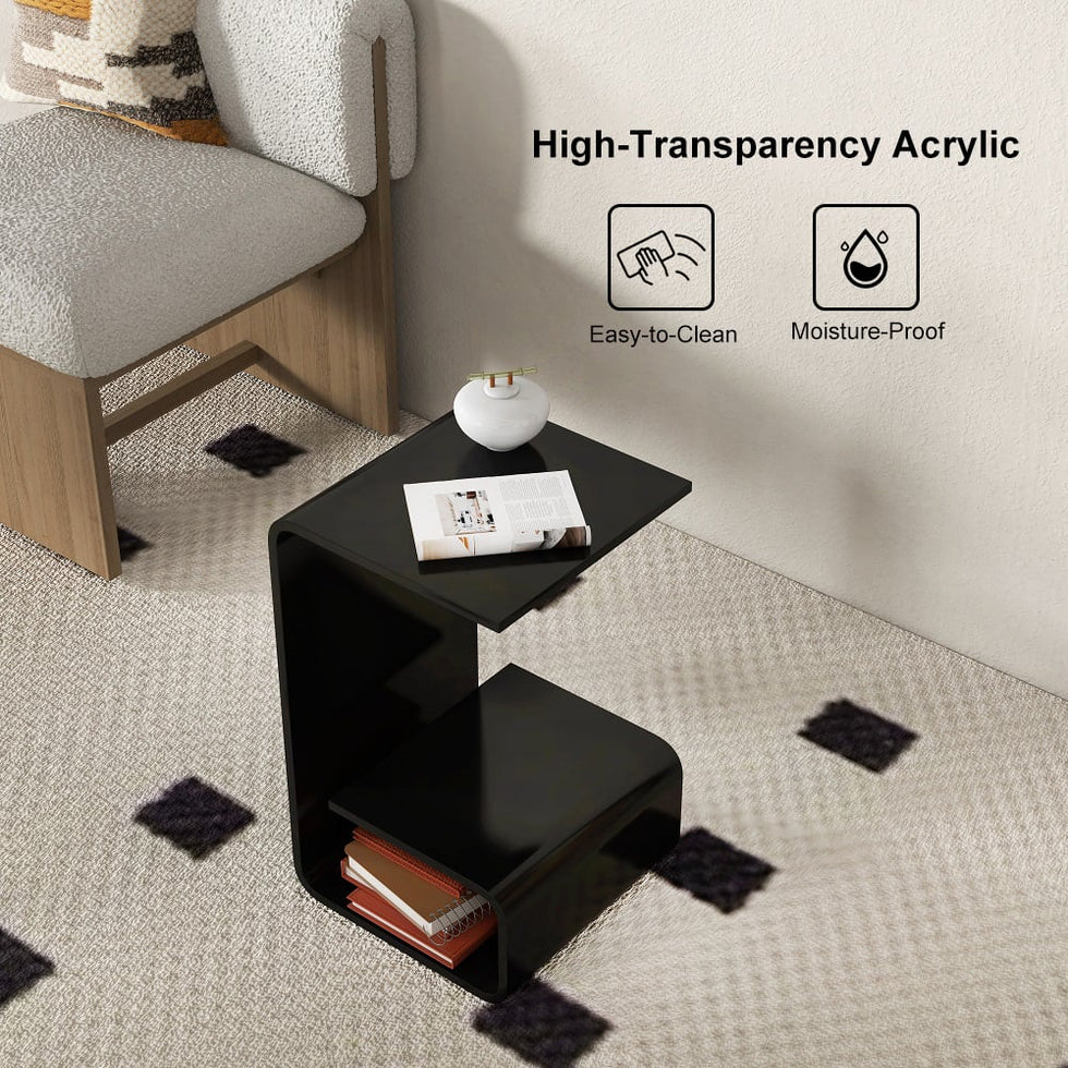 HMR - Modern End Table with Storage C-Shaped