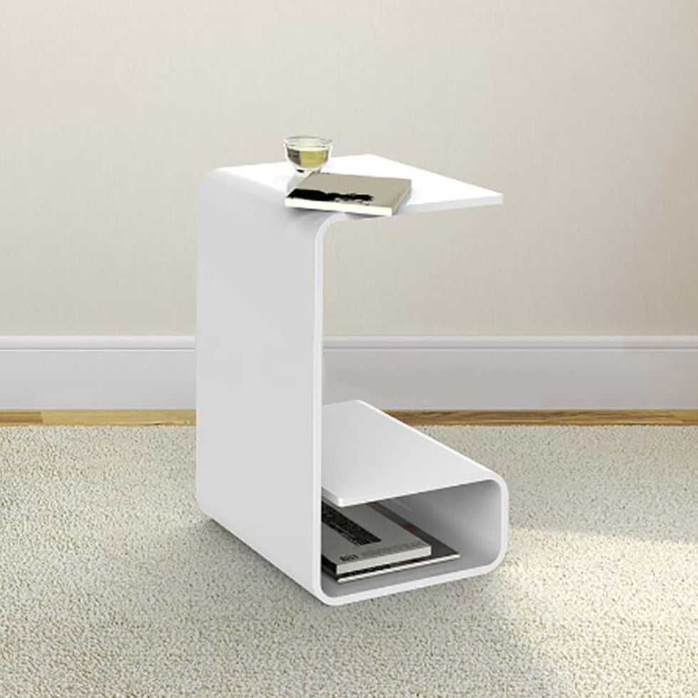 HMR - Modern End Table with Storage C-Shaped