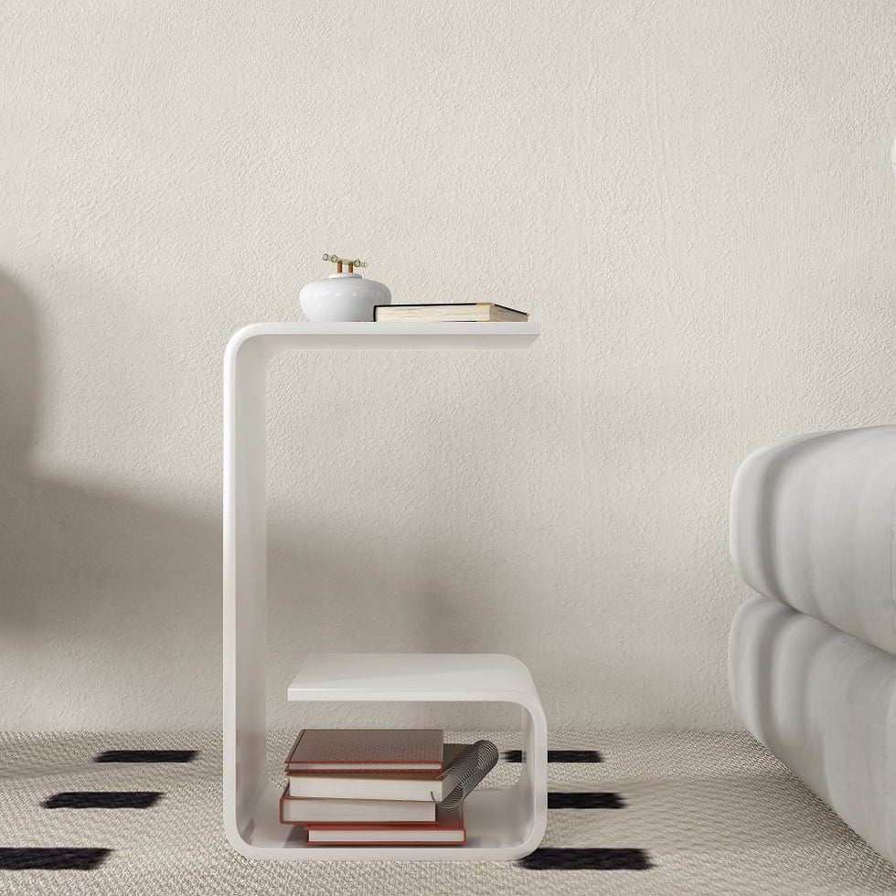 HMR - Modern End Table with Storage C-Shaped