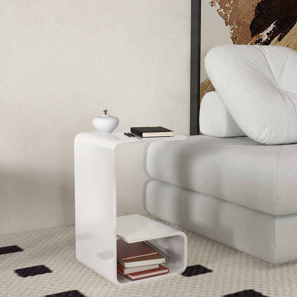 HMR - Modern End Table with Storage C-Shaped