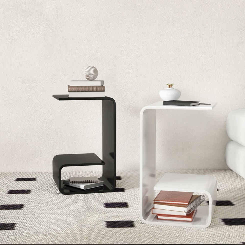 HMR - Modern End Table with Storage C-Shaped