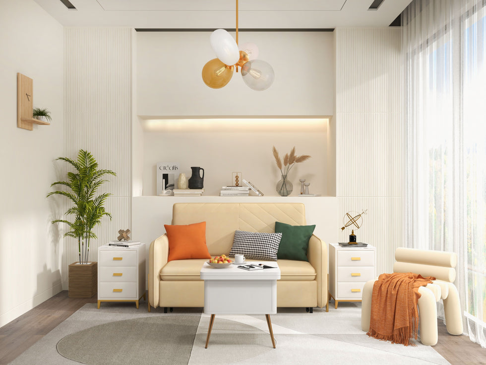 HMR - Modern Multi-functional Coffee Table Extendable with Storage & Lift Top in White