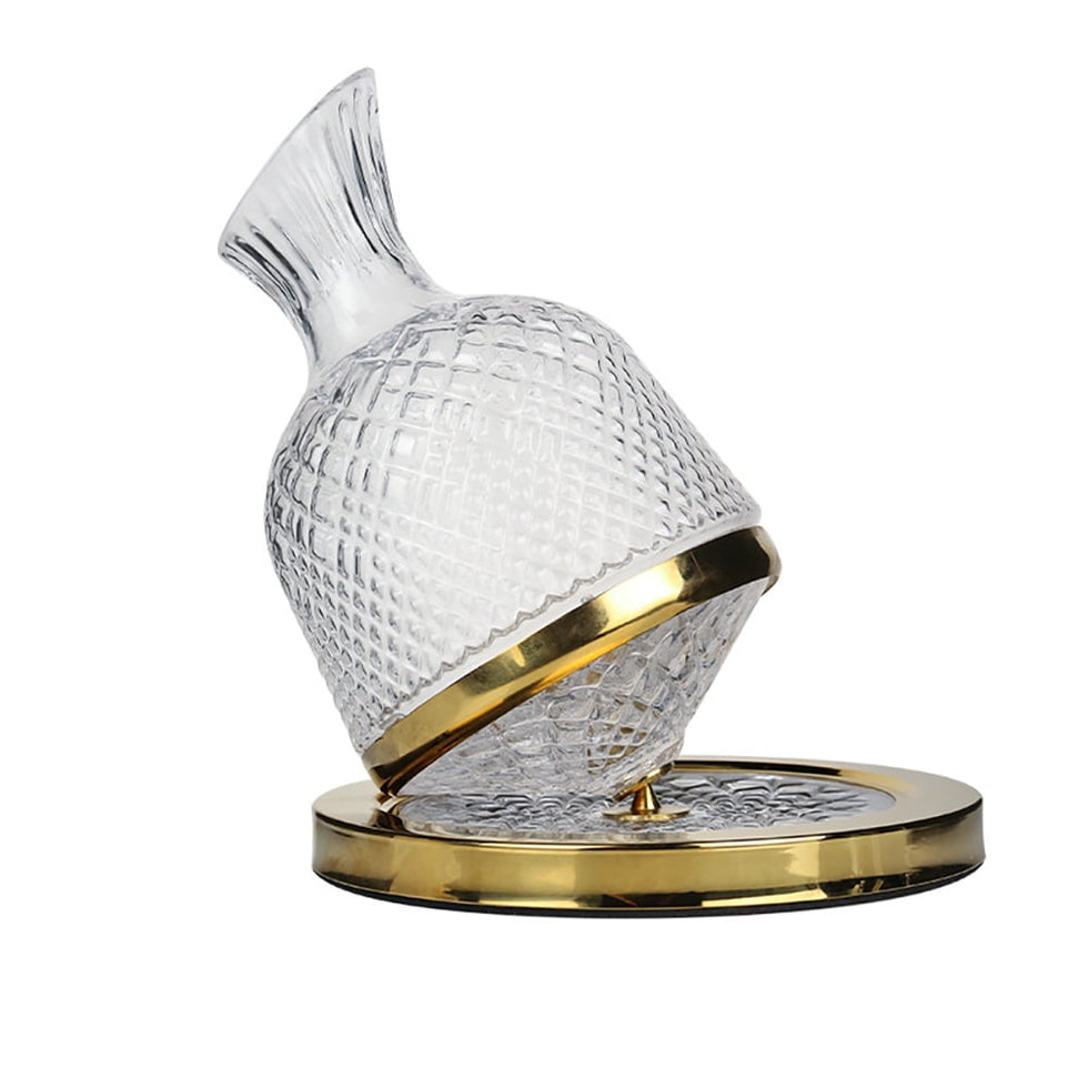 HMR - Luxury Tumbler Wine Decanter 360 Rotating Hand-Carved Diamond Creative Spin Decanter