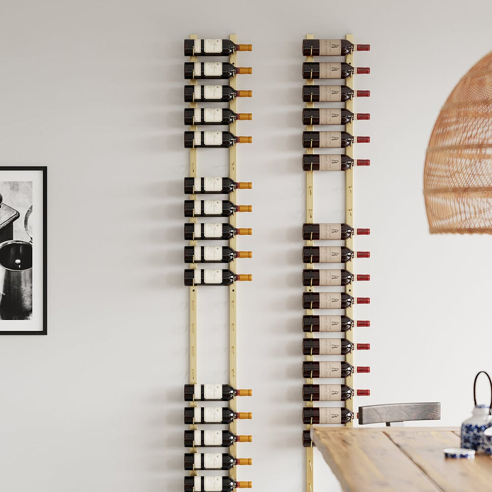 HMR - Modern Gold Wall Mounted Wine Bottle Rack 21-Bottle Metal Wine Rack