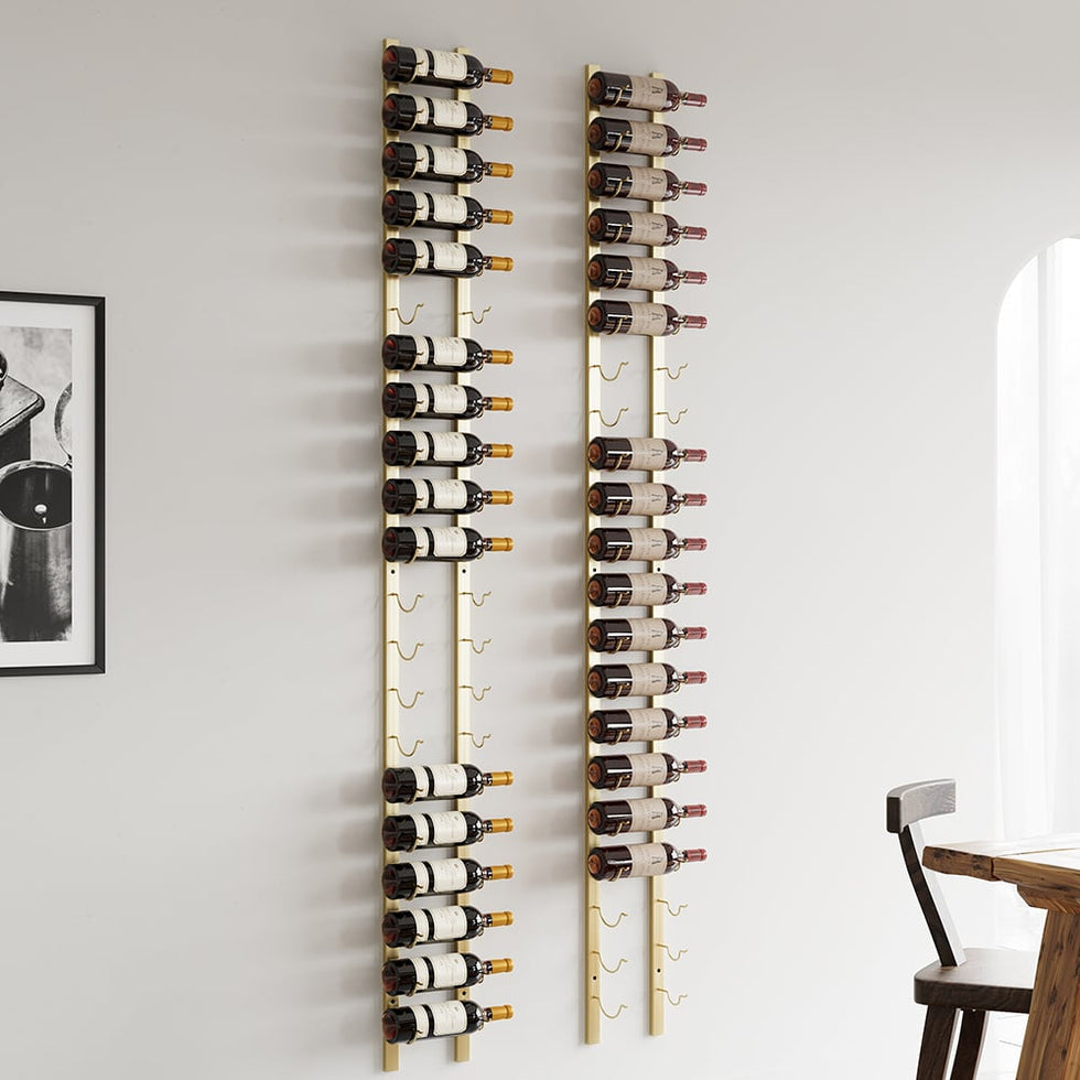HMR - Modern Gold Wall Mounted Wine Bottle Rack 21-Bottle Metal Wine Rack