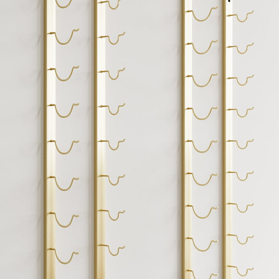 HMR - Modern Gold Wall Mounted Wine Bottle Rack 21-Bottle Metal Wine Rack
