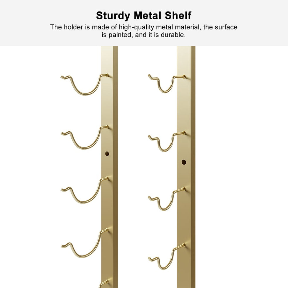 HMR - Modern Gold Wall Mounted Wine Bottle Rack 21-Bottle Metal Wine Rack