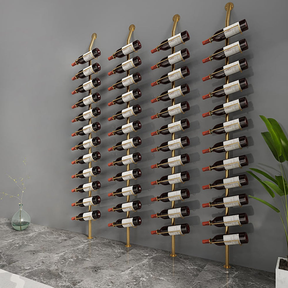 HMR - Industrial Gold Floor Wine Rack Metal 4 Piece 48-Bottle Vertical Tall Wine Rack