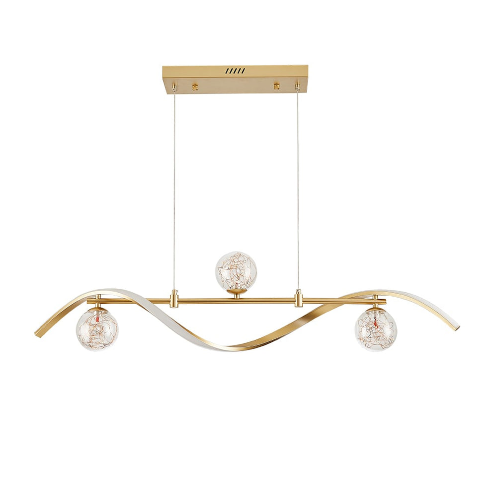 HMR - 4-Light LED Linear Kitchen Island Lighting in Gold with Glass Globe Shade Dimmable