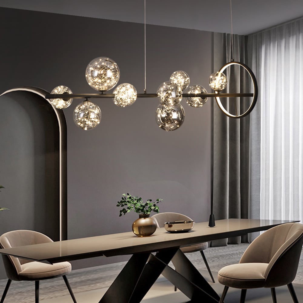 HMR - Modern Kitchen Island Light with Glass Globe Shade Ceiling Pendant Lights