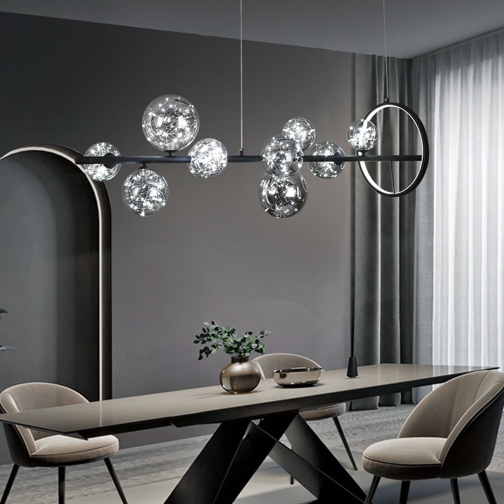 HMR - Modern Kitchen Island Light with Glass Globe Shade Ceiling Pendant Lights
