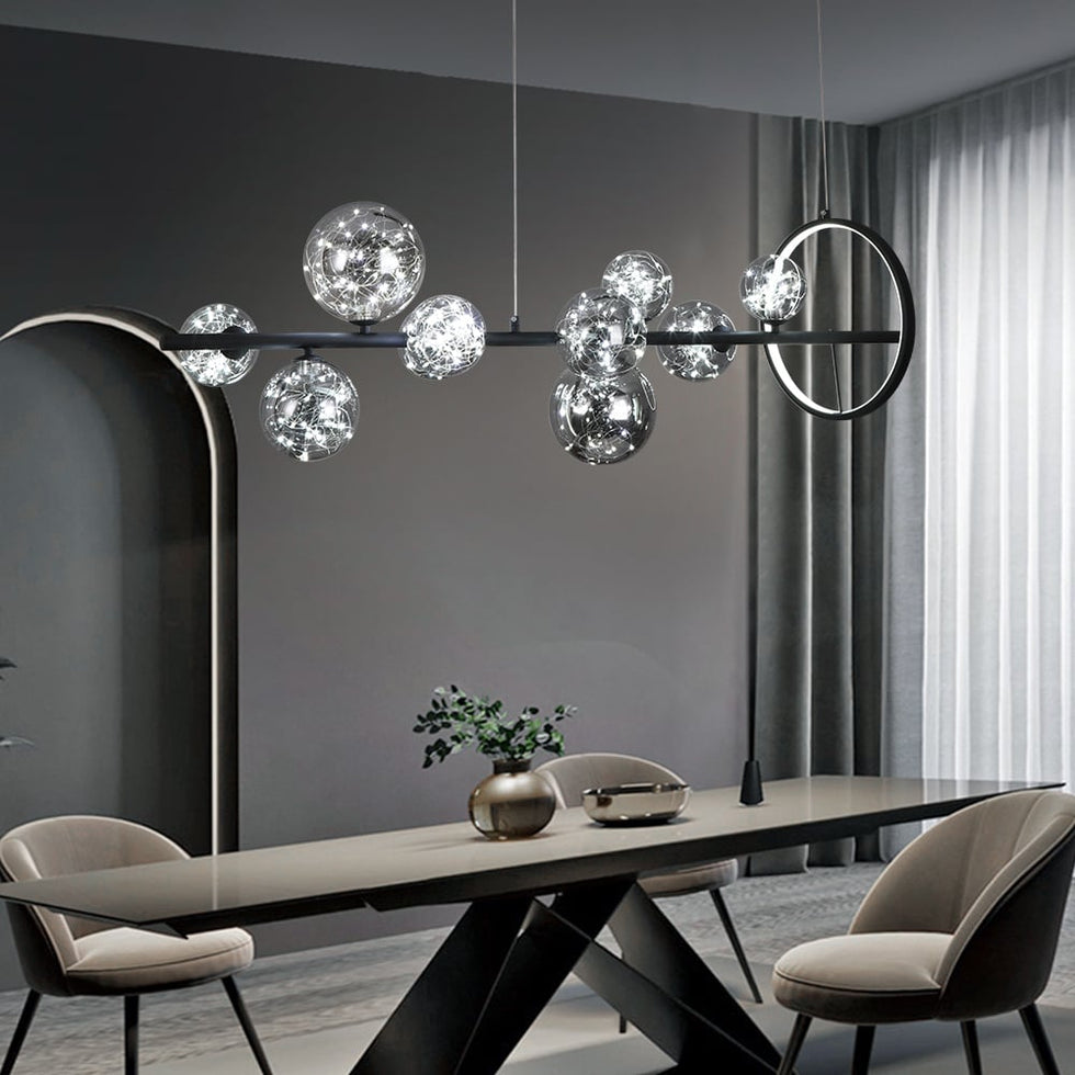 HMR - Modern Kitchen Island Light with Glass Globe Shade Ceiling Pendant Lights