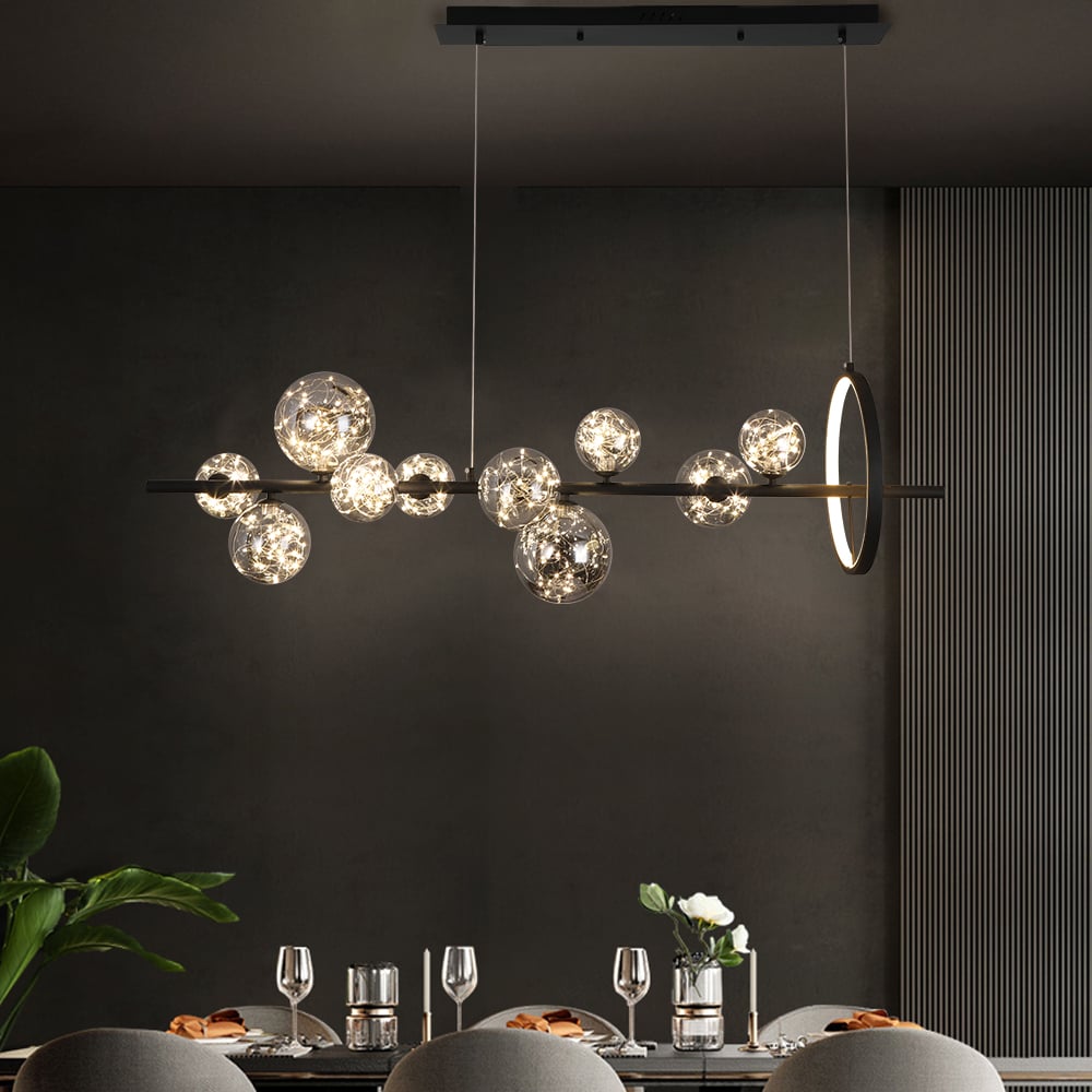 HMR - Modern Kitchen Island Light with Glass Globe Shade Ceiling Pendant Lights