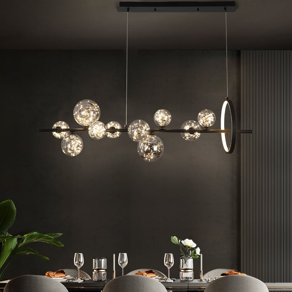 HMR - Modern Kitchen Island Light with Glass Globe Shade Ceiling Pendant Lights