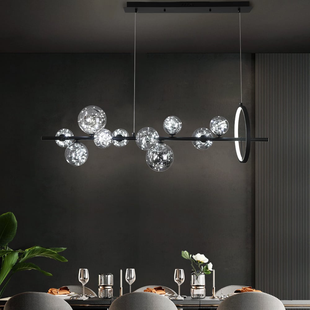 HMR - Modern Kitchen Island Light with Glass Globe Shade Ceiling Pendant Lights