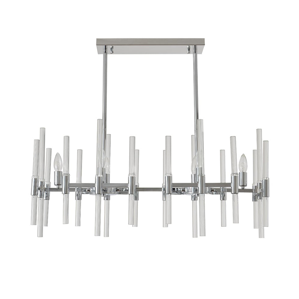 HMR - 6-Light Chrome Modern Glass Pendant Kitchen Island Lighting for Dining Room