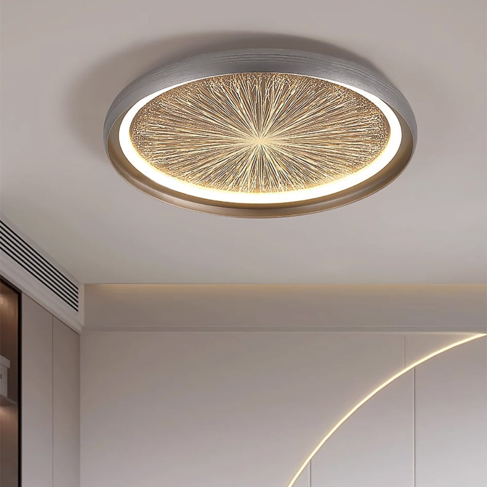 HMR - Creative Silver LED Flush Ceiling Light with Brilliant Firework Dimmable&Remote Control