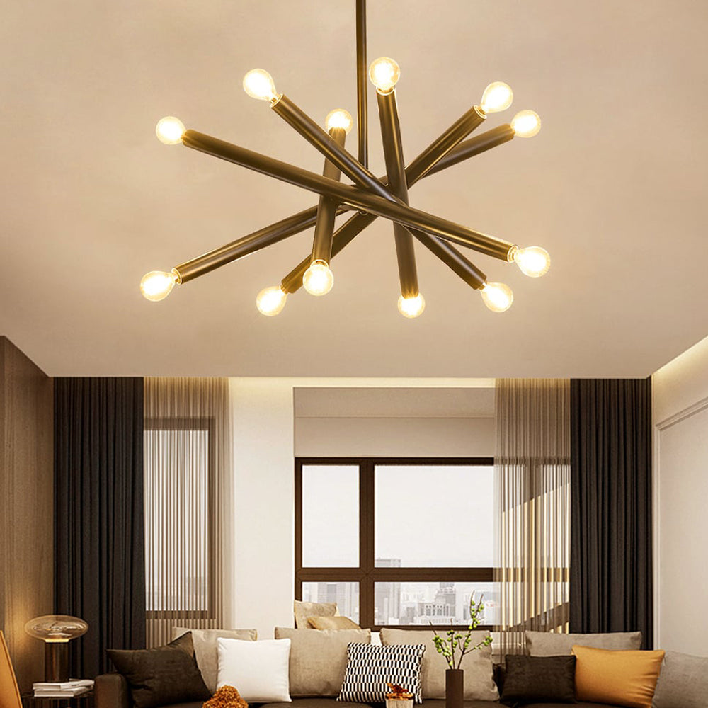 HMR - Modern 12Light Sputnik SemiFlush Mount Light with Hanging Rod
