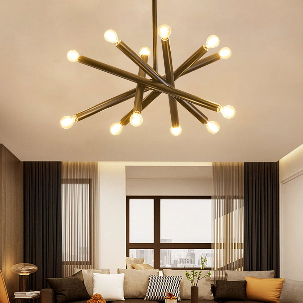 HMR - Modern 12Light Sputnik SemiFlush Mount Light with Hanging Rod