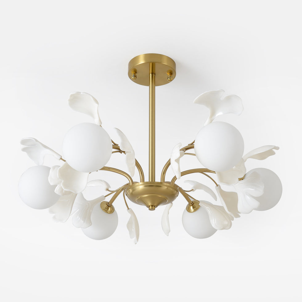 HMR - 6-Light Ceiling Light with Metal and Glass in Gold and White