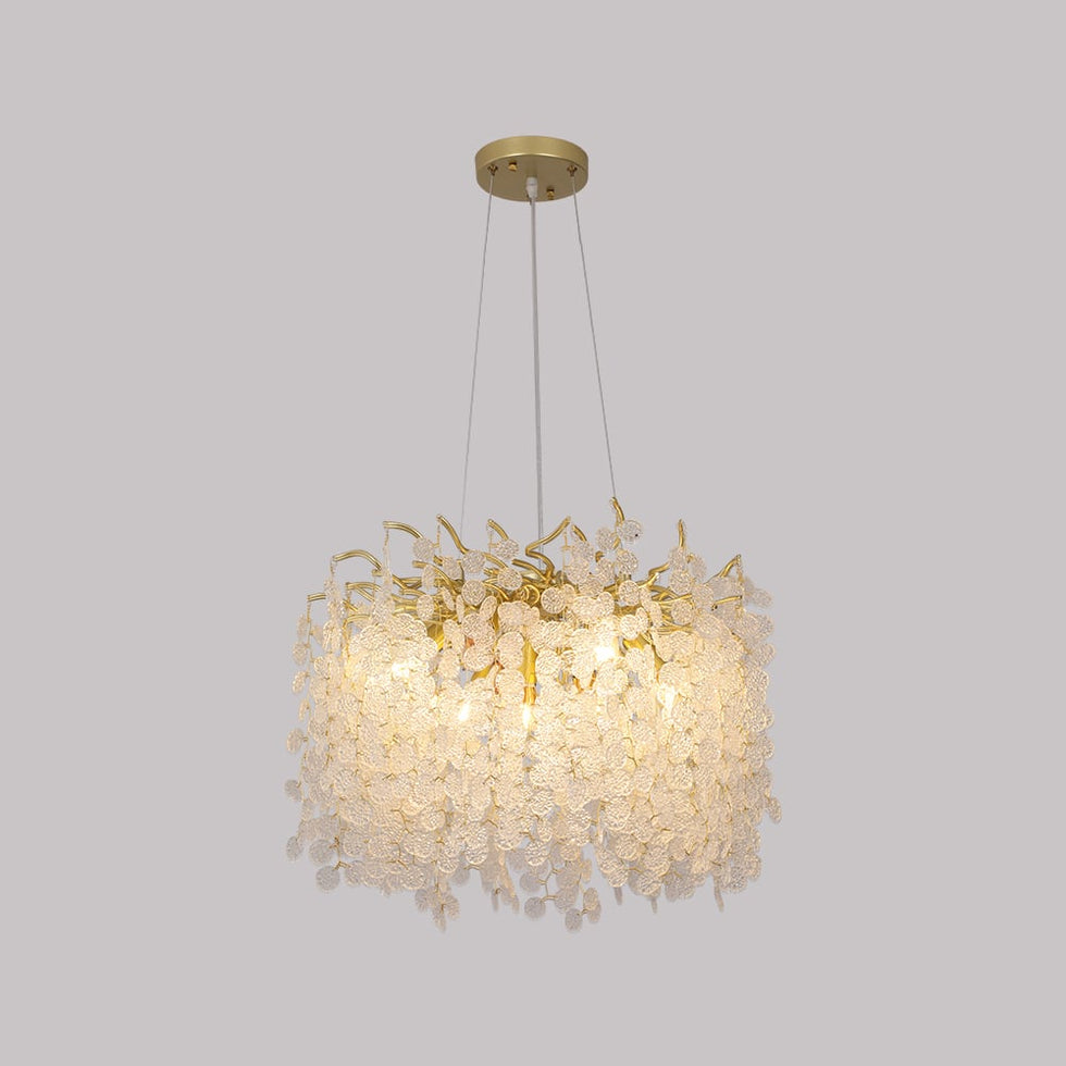 HMR - Art Deco 9-Light Gold Branch Pendant Crystal Chandelier Light for Living Room