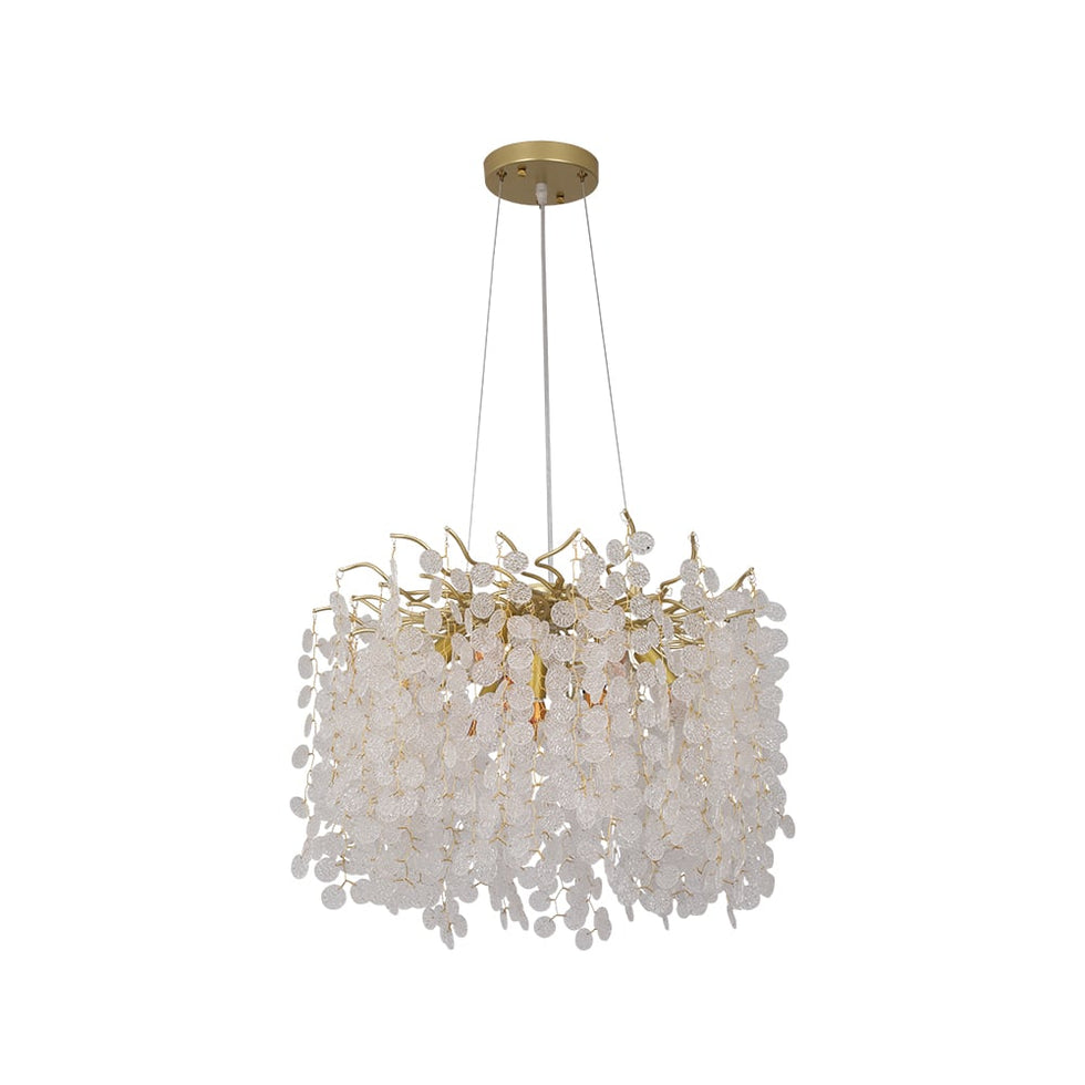 HMR - Art Deco 9-Light Gold Branch Pendant Crystal Chandelier Light for Living Room