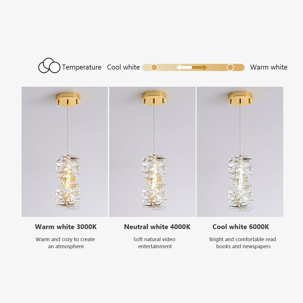 HMR - Glam Crystal Island Pendant Light in Gold Led Mini Chandelier for Kitchen Dining room