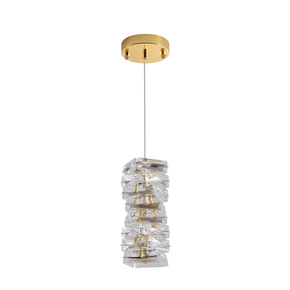 HMR - Glam Crystal Island Pendant Light in Gold Led Mini Chandelier for Kitchen Dining room