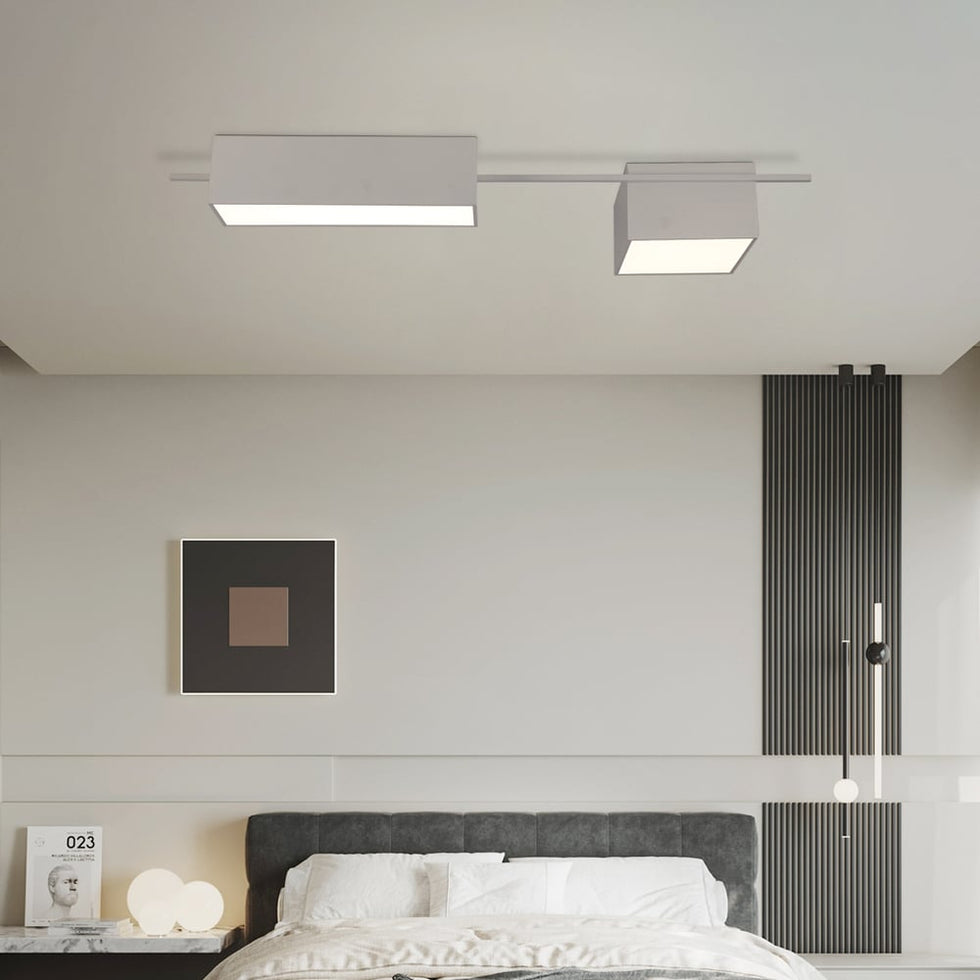 HMR - 2-Light Rectangle Modern Flush Mount LED Ceiling Light with Acrylic in White