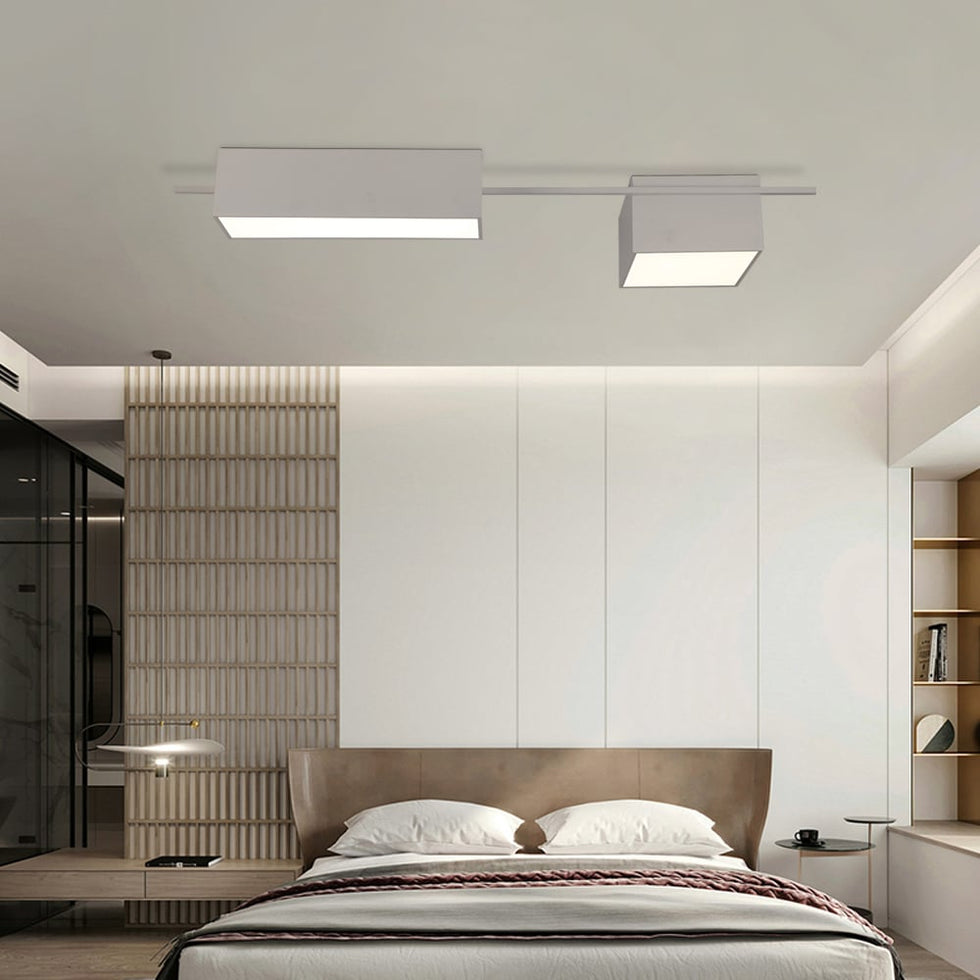 HMR - 2-Light Rectangle Modern Flush Mount LED Ceiling Light with Acrylic in White