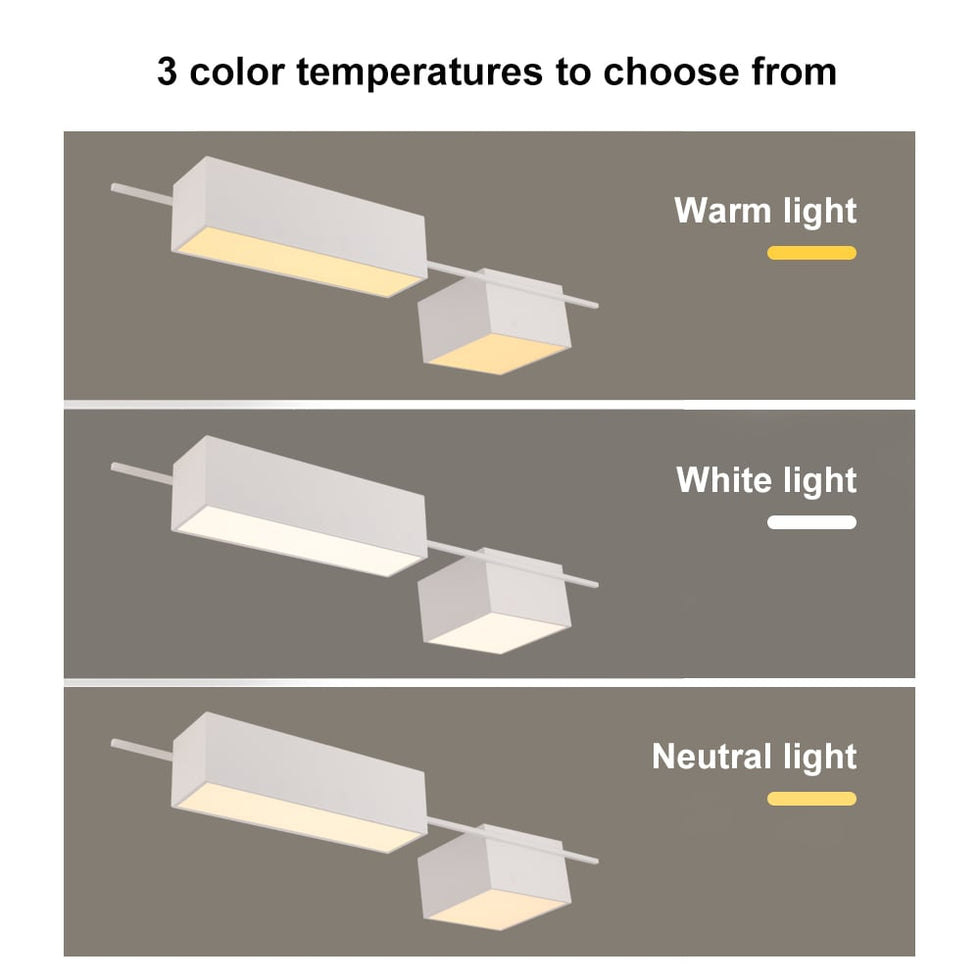 HMR - 2-Light Rectangle Modern Flush Mount LED Ceiling Light with Acrylic in White