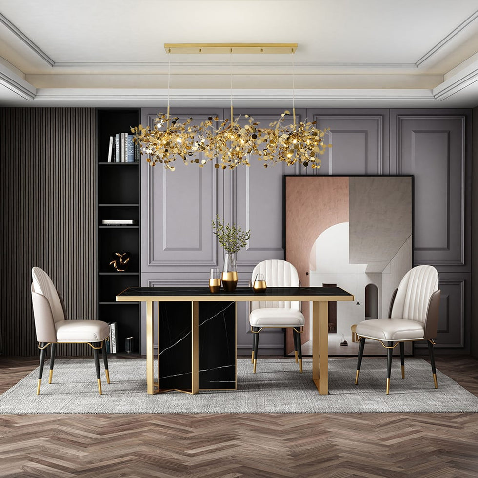 HMR - 9-light Luxury Stainless Steel Gold kitchen Island Chandelier Bright Ceiling Light