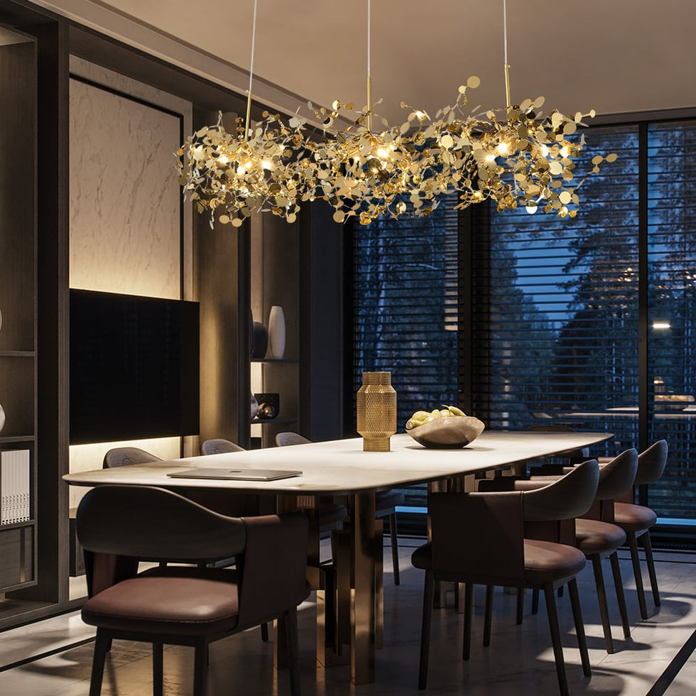 HMR - 9-light Luxury Stainless Steel Gold kitchen Island Chandelier Bright Ceiling Light