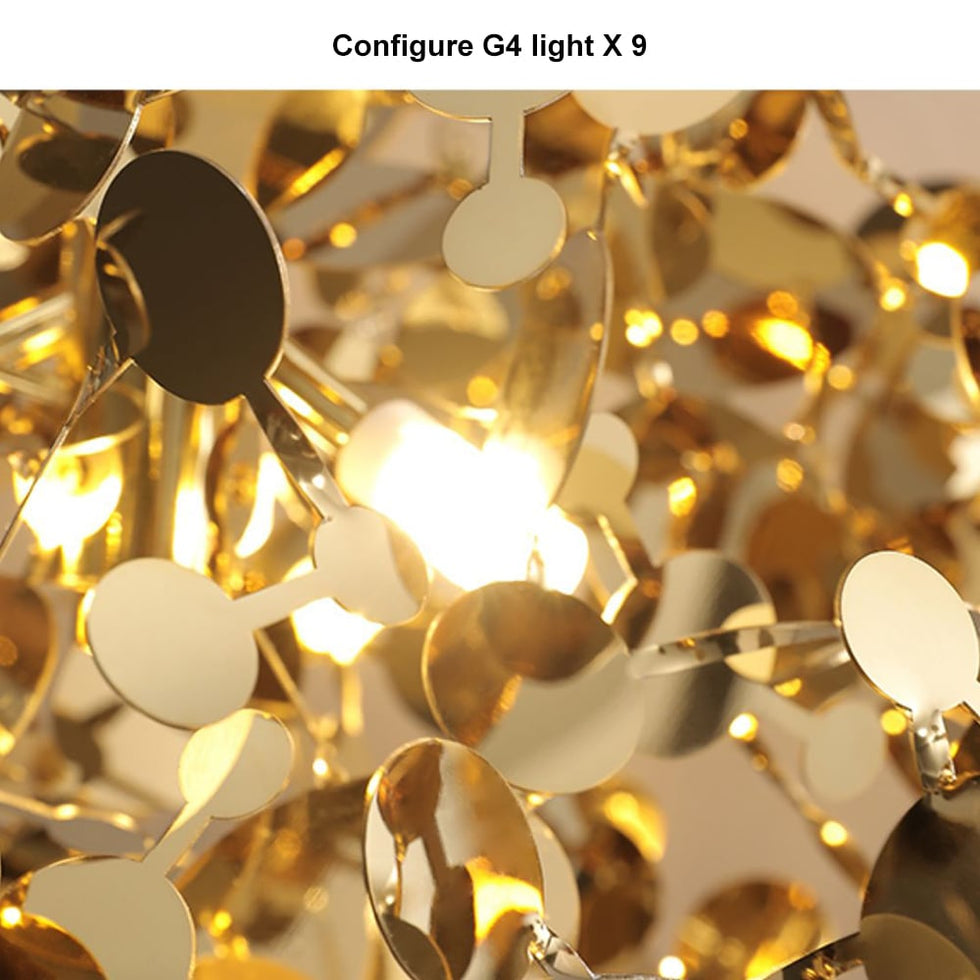 HMR - 9-light Luxury Stainless Steel Gold kitchen Island Chandelier Bright Ceiling Light