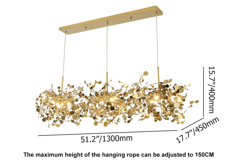 HMR - 9-light Luxury Stainless Steel Gold kitchen Island Chandelier Bright Ceiling Light