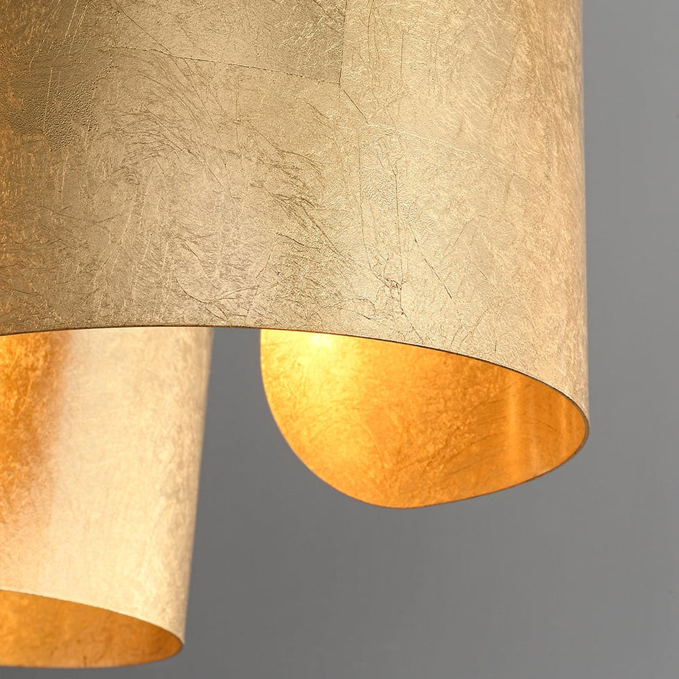 HMR - Glam Gold Chandelier 4-Light Drum Pendant Light Unique Scrolled Shape