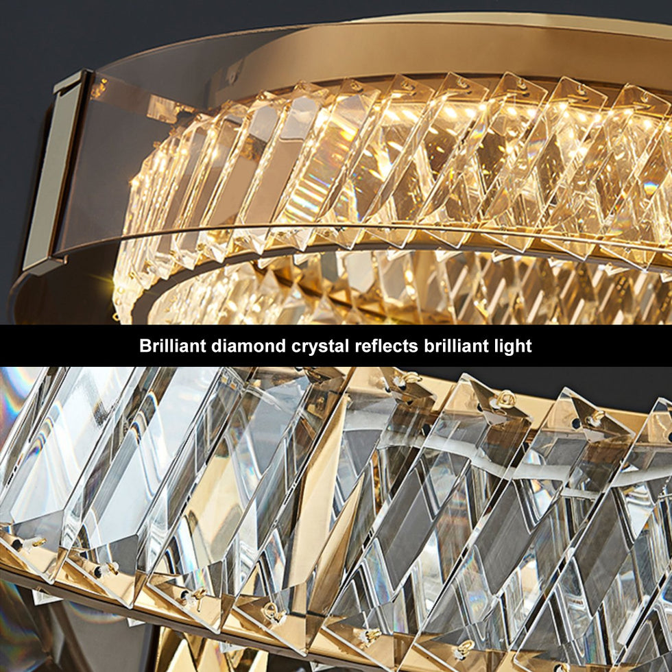HMR - Crystal Dimmable Ceiling Lights 3 Modes LED Flush Mount Light with Remote Control