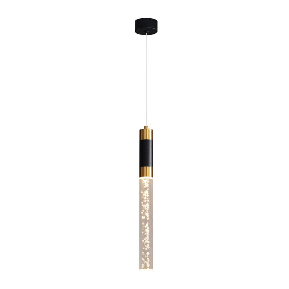HMR - 1-Light Single Mini Cylinder LED Island Pendant Light in Black & Gold with Acrylic Shade