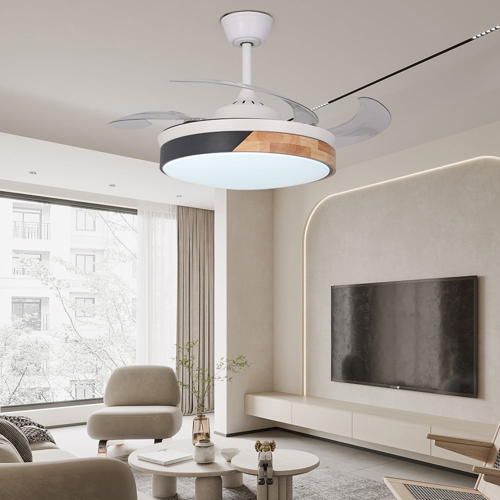 HMR - Nordic 42" LED Ceiling Fans Light 6-Speed Reversible Blades with Remote Control