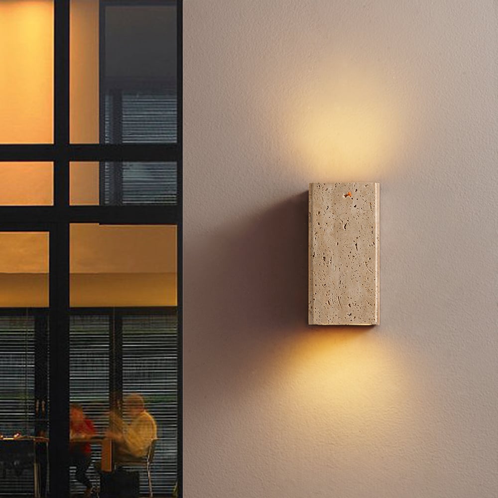 HMR - Travertine LED Outdoor Wall Lighting Modern Waterproof IP65 Outside Wall Sconce