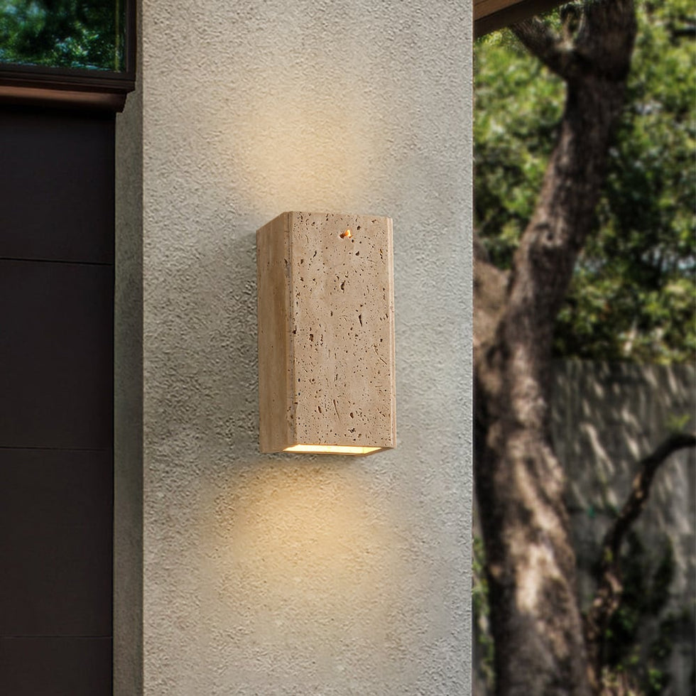 HMR - Travertine LED Outdoor Wall Lighting Modern Waterproof IP65 Outside Wall Sconce