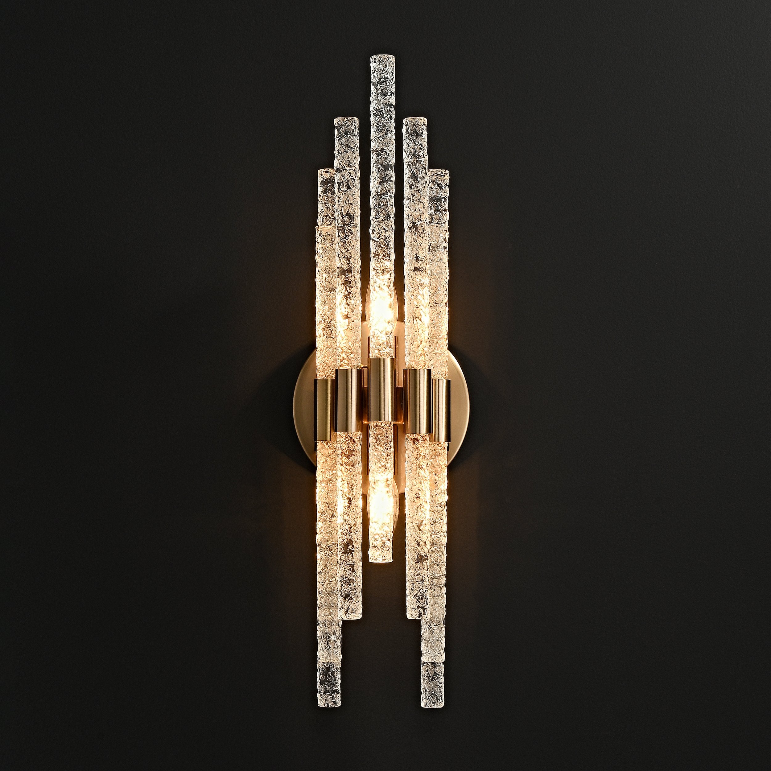 HMR - Morden Minimalist LED Irregular Water Ripple Glass Copper Wall Sconce