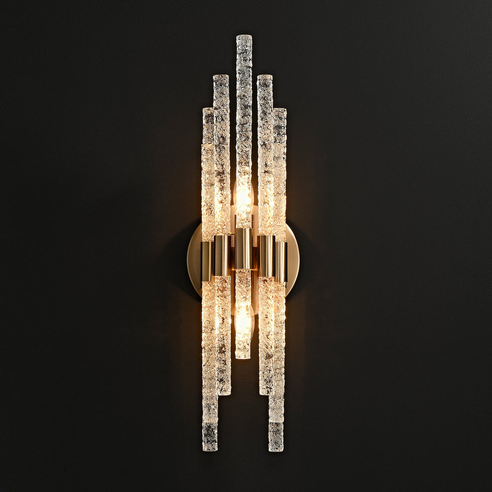 HMR - Morden Minimalist LED Irregular Water Ripple Glass Copper Wall Sconce