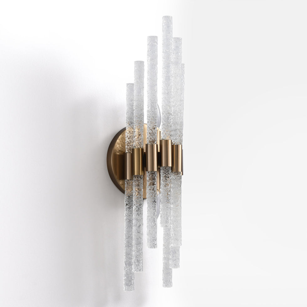 HMR - Morden Minimalist LED Irregular Water Ripple Glass Copper Wall Sconce