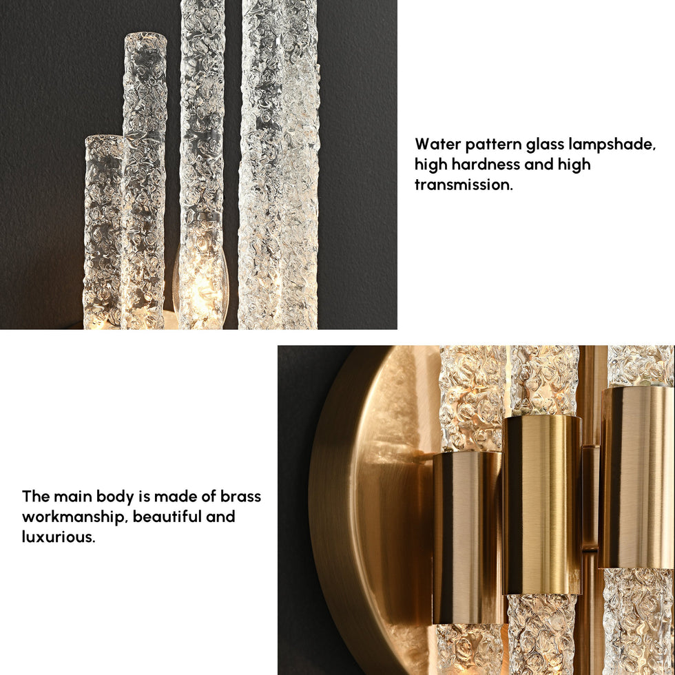 HMR - Morden Minimalist LED Irregular Water Ripple Glass Copper Wall Sconce