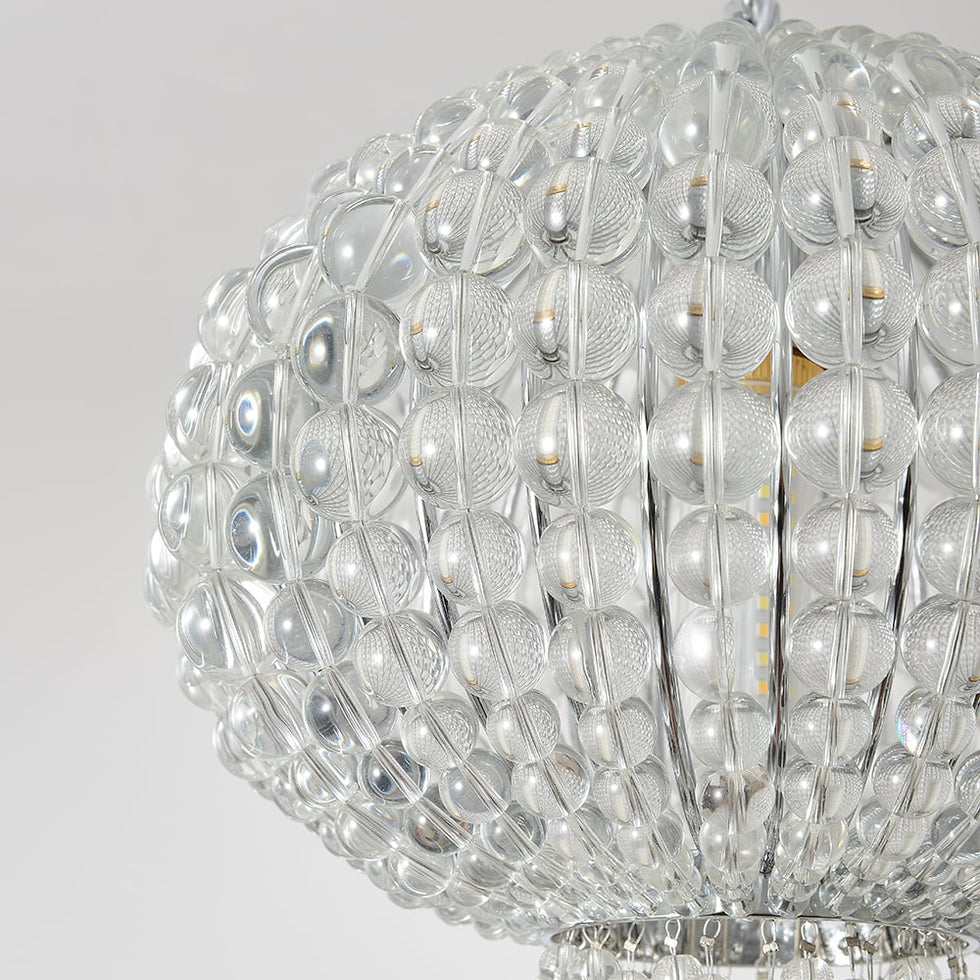 HMR - Glam Chrome Jellyfish Beaded Crystal Chandelier Pendant Light for Foyer Dining Room